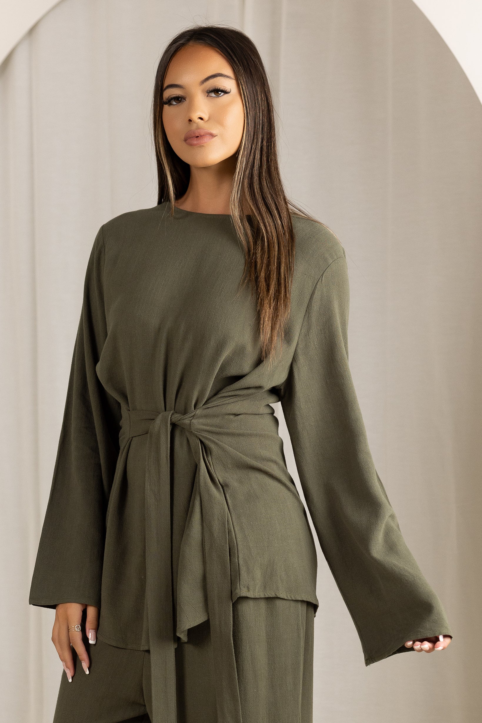 Stylish Linen Tie Waist 2-Piece Set for Women | Summer Casual Outfit | Perfect for Beach Vacations, Brunch Dates & Weekend Getaways