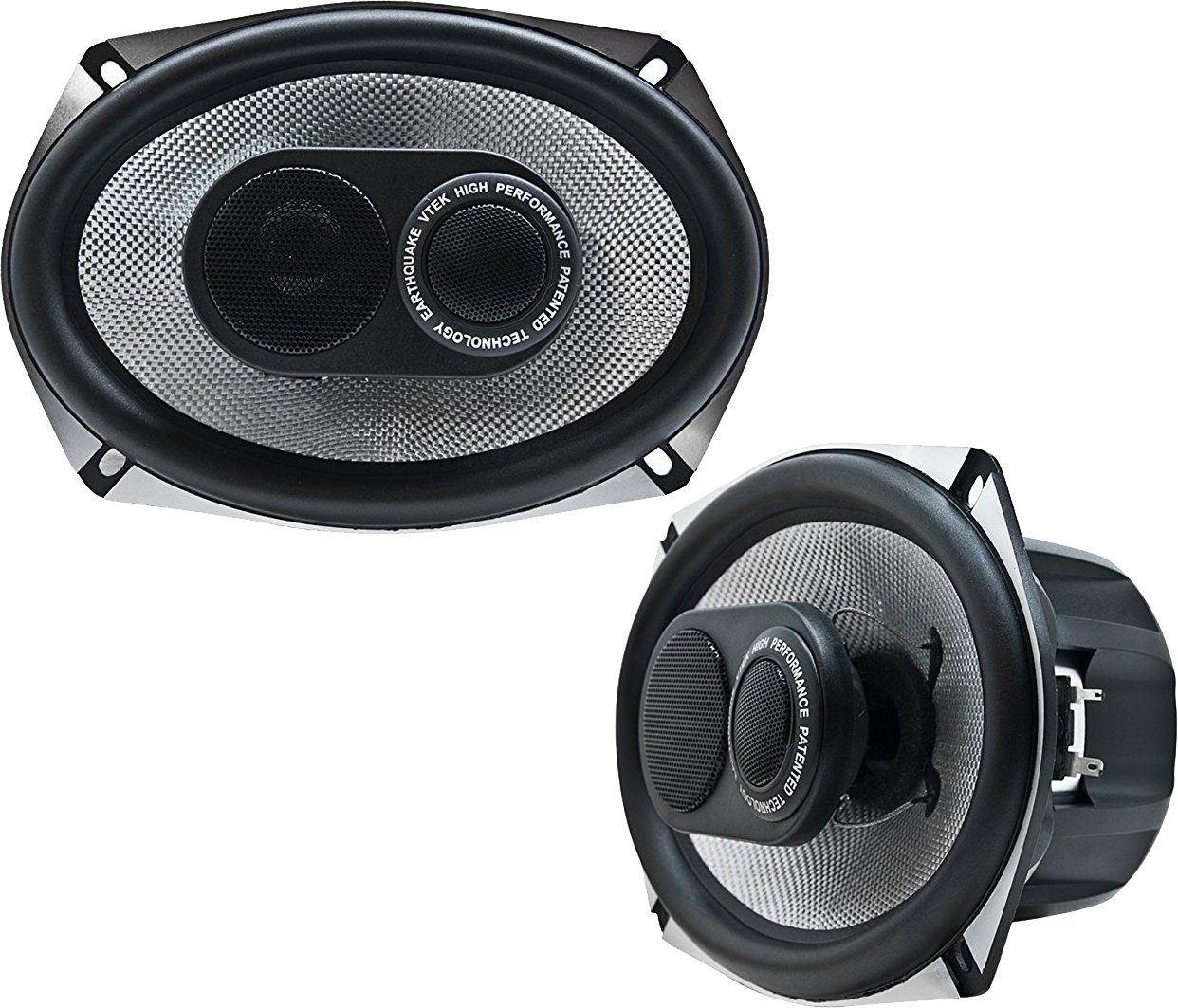 EARTHQUAKE Sound VTEK-693 700W 6x9-inch 3-Way Coaxial Car Speakers with PistonMax Technology (Pair) - Black & Silver - Premium Audio for Cars, Trucks & SUVs - Enhanced Bass & Clear Sound for Road Trips & Daily Commutes