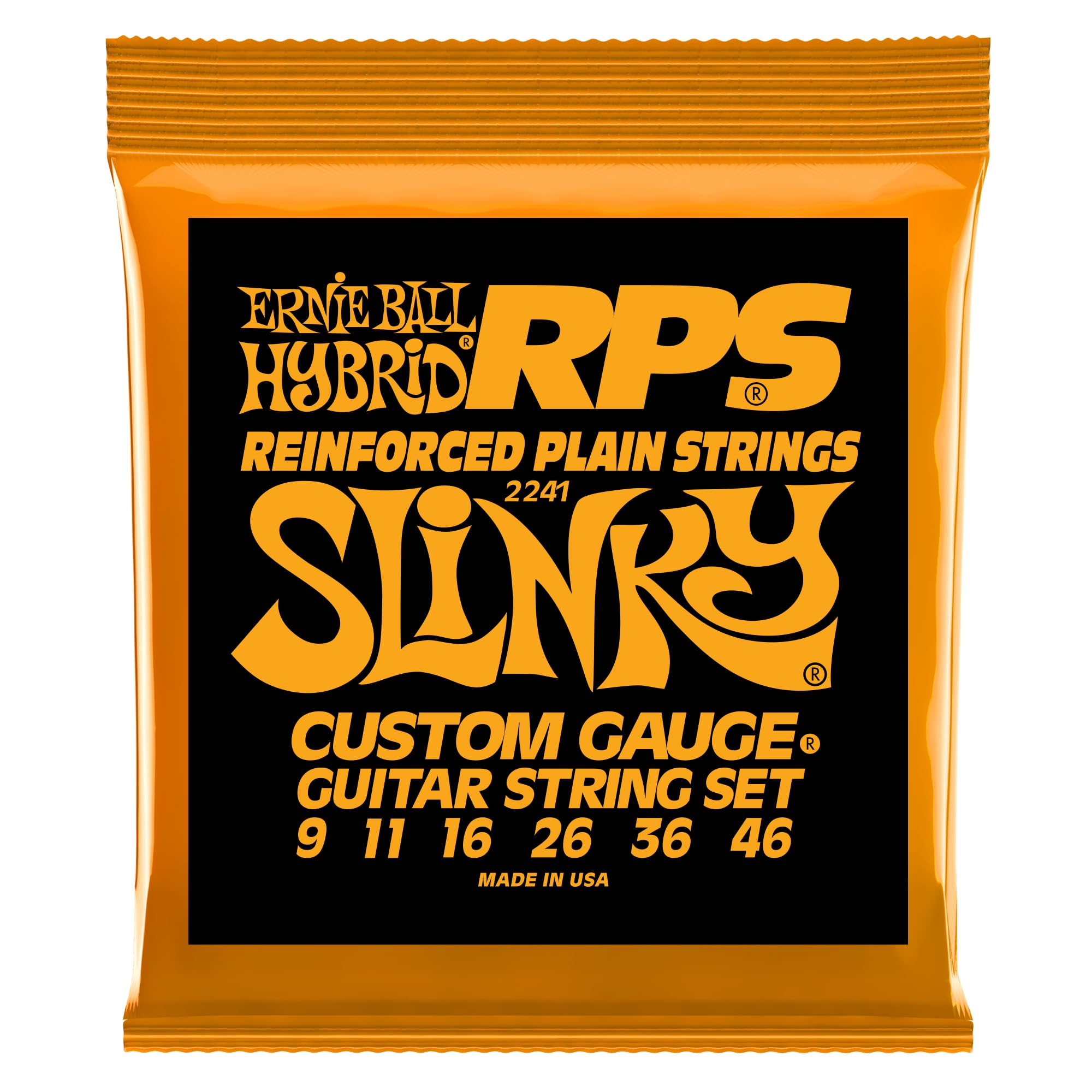 Ernie Ball Hybrid Slinky RPS Electric Guitar Strings - 9-46 Gauge (P02241) | Premium Nickel Wound for Rock & Metal | Perfect for Live Performances & Studio Recording