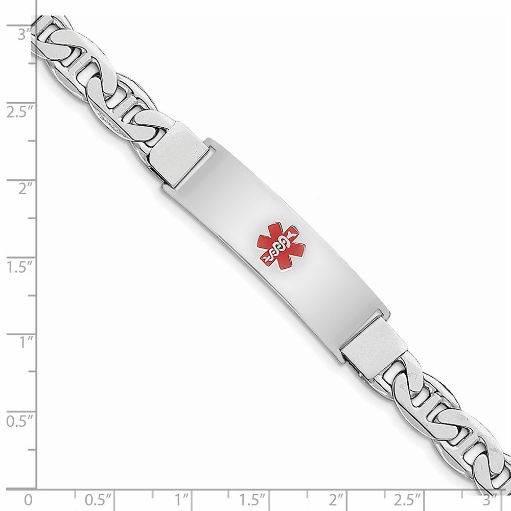 925 Sterling Silver Engravable Medical ID Bracelet for Nurses - Caduceus Symbol, Anchor & Mariner Link Design with Secure Lobster Clasp (8