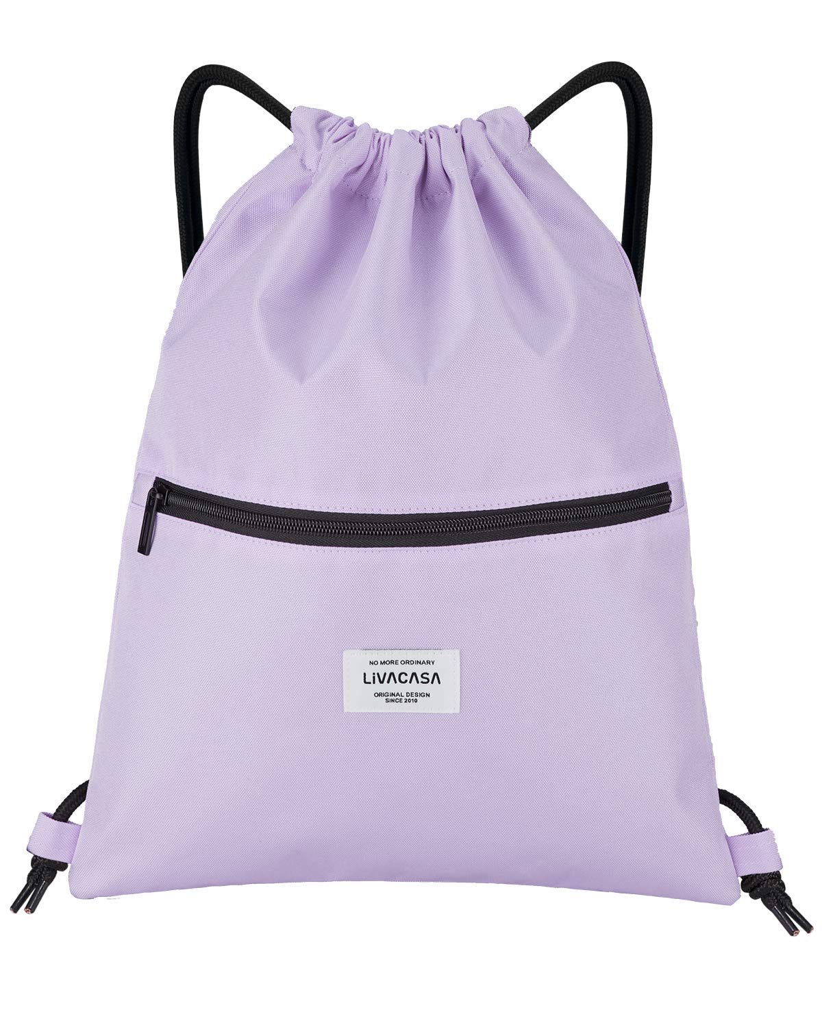 LIVACASA Light Purple Drawstring Backpack - Gym Bag for Men & Women - Sports Backpack for Running, Travel, Workout & School - Lightweight & Durable