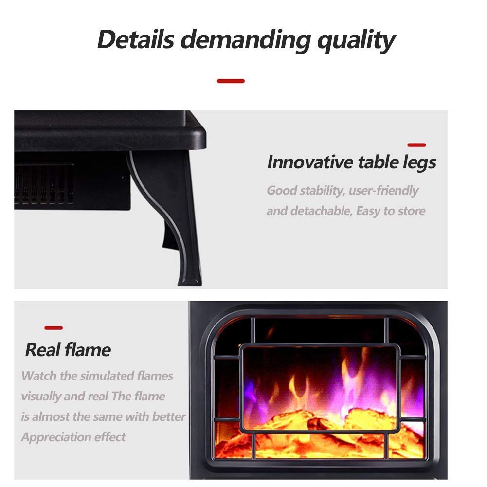 2000W Electric Fireplace Heater with Realistic Flame Effect - Freestanding Portable Stove with Log Burner Design - White - Perfect for Living Room, Bedroom & Office Warmth