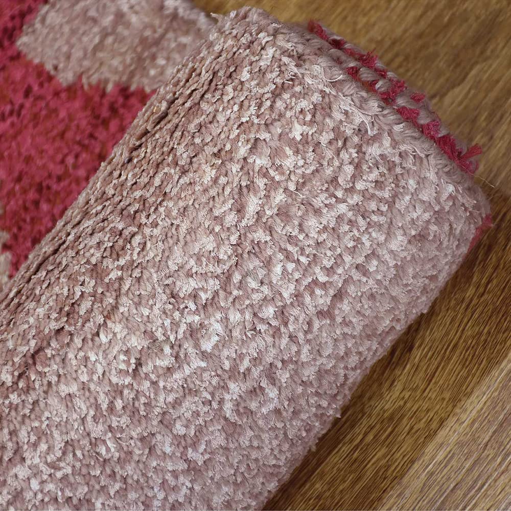 Hand Knotted Wool Geometric Area Rugs 5'x8' - Modern Beige & Red Rectangle Rug, Medium Pile Handmade Carpet for Living Room, Bedroom, Office | Durable & Stylish Home Decor (N00944)