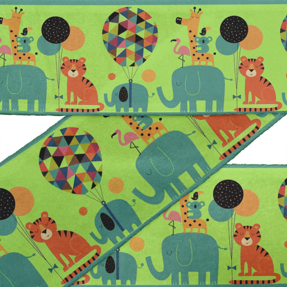 Green Balloon & Animals Cartoon Printed Velvet Ribbon Trim - 9 Yards x 4 Inches Wide for Crafts, Sewing & DIY Accessories | Perfect for Gift Wrapping, Scrapbooking & Home Decor