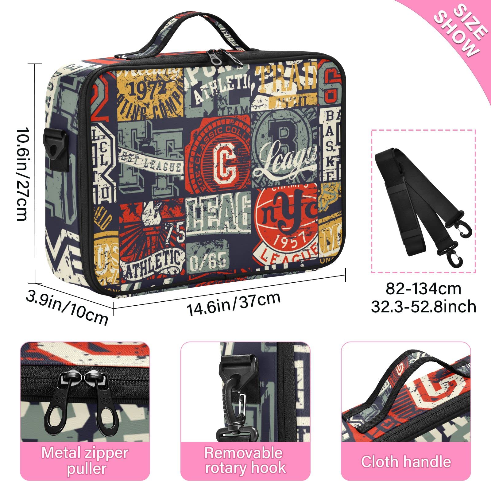 GAIREG Southwest Horse Design Large Cosmetic Case Organizer with Adjustable Dividers - Makeup & Toiletry Storage Bag for Travel, College Dorm, Sports Events | Perfect for Cosmetics, Jewelry & Badge Collections