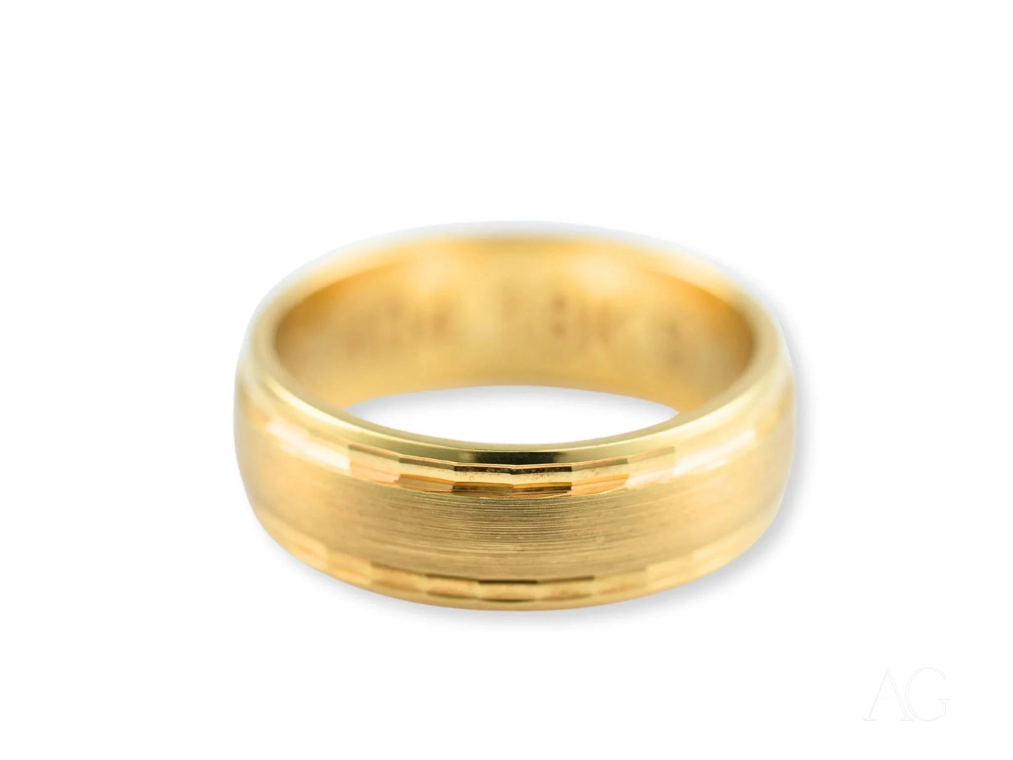 Golden Fortress Wedding Band for Men - 14K Yellow Gold Comfort Fit Ring - Elegant & Durable Wedding Band for Groom, Engagement, Anniversary, or Gift