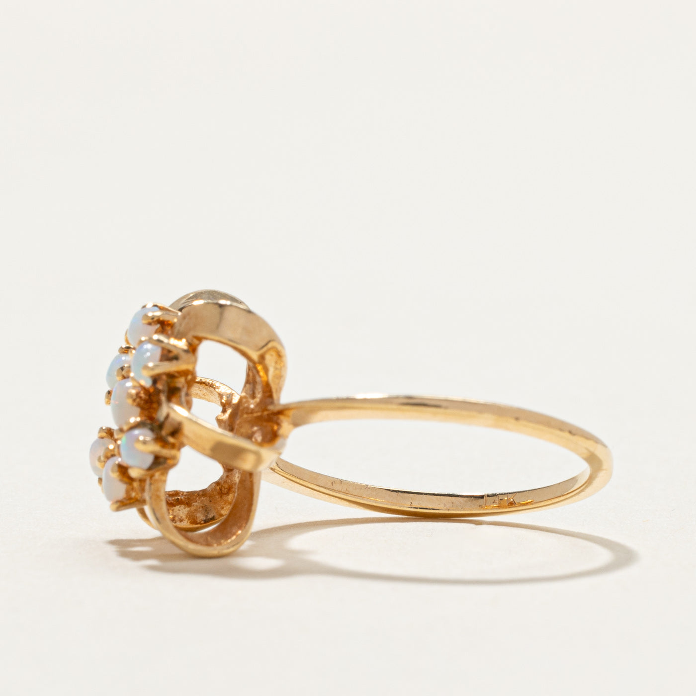 14K Gold Opal Cluster Flower Ring - 0.18ctw Natural Opal - Size 4.75 - Elegant Dainty Jewelry for Women - Perfect for Weddings, Anniversaries & Special Occasions