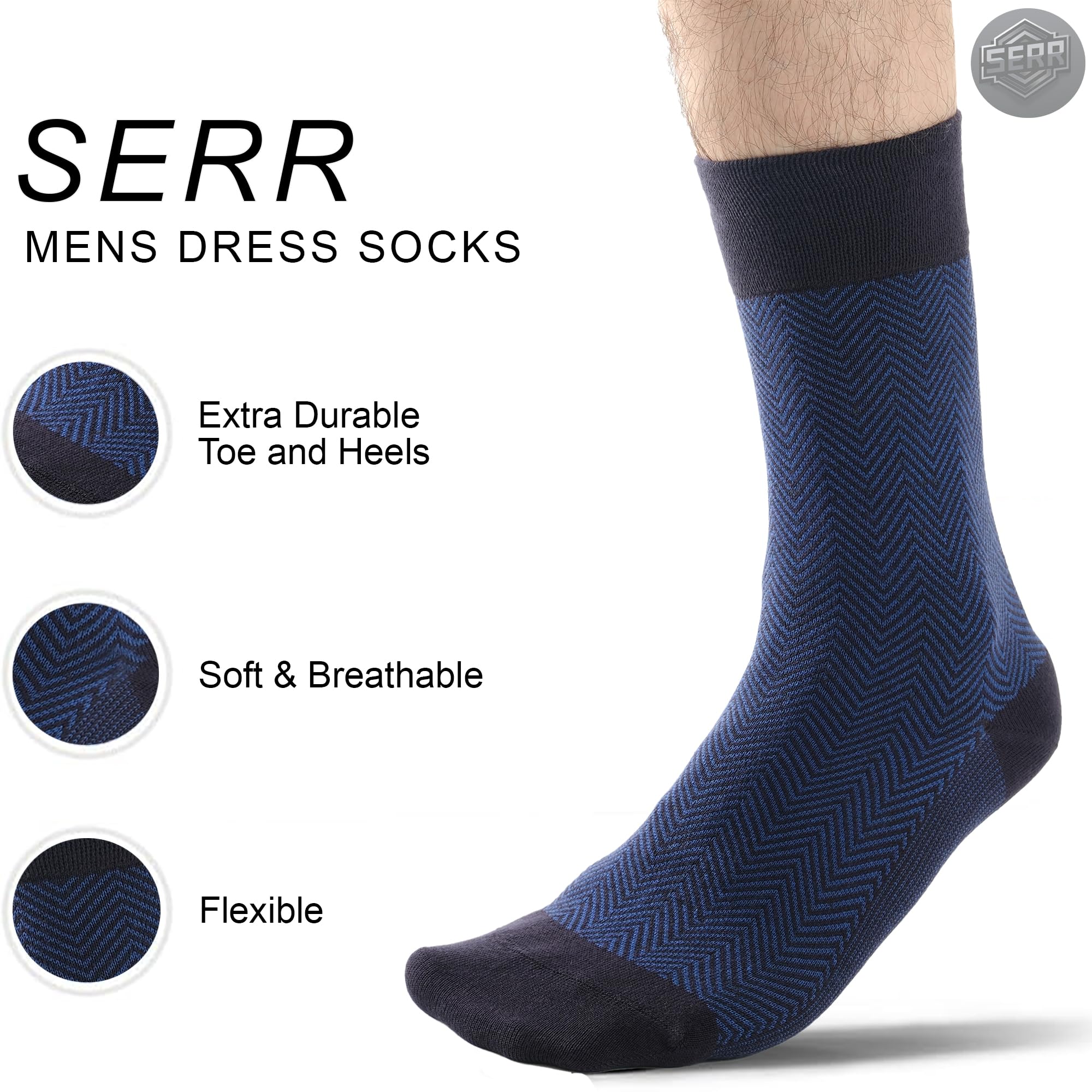 Premium Men's Dress Socks - 5 Pairs Rayon Bamboo Crew Socks for Business & Casual Wear - Breathable Comfort Socks with Gift Box - Ideal for Office, Weddings & Daily Use - Perfect Gift for Men