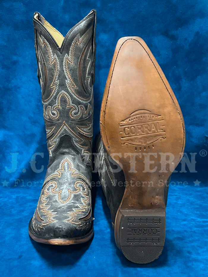 Men's Corral C4076 Western Boots with Inlay Embroidery - Grey Triad Design | Perfect for Country Dancing, Rodeos & Western Fashion