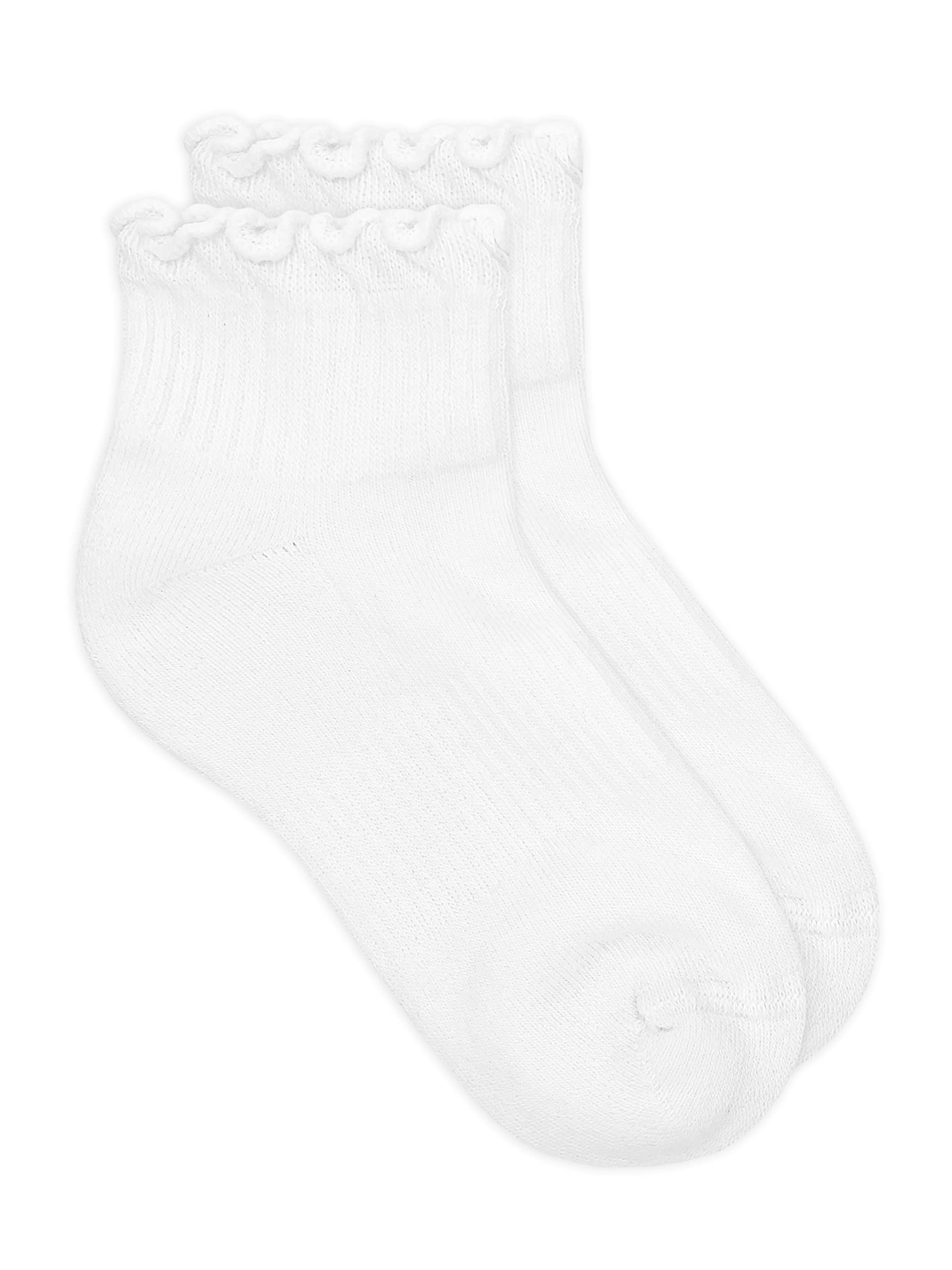 Jefferies Girls' Seamless Ruffle Sport Quarter Socks - 6 Pairs Pack - No Show Athletic Socks for Running, Tennis & Casual Wear