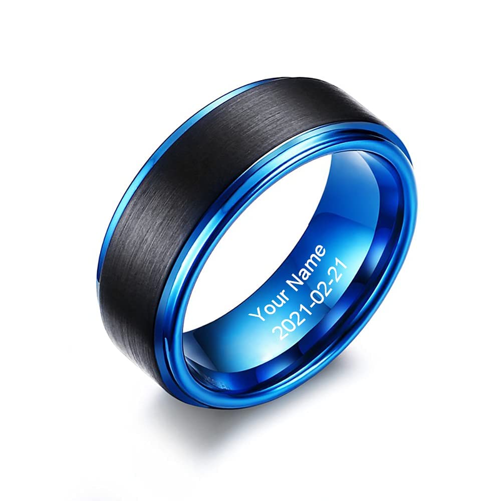 Personalized Tungsten Rings for Men - Custom Text Engraved Wedding Bands, Promise Rings & Anniversary Gifts for Dad from Daughter, Wife or Son - Perfect for Father's Day, Birthday & Special Occasions - Durable & Stylish Men's Jewelry for Everyday Wear