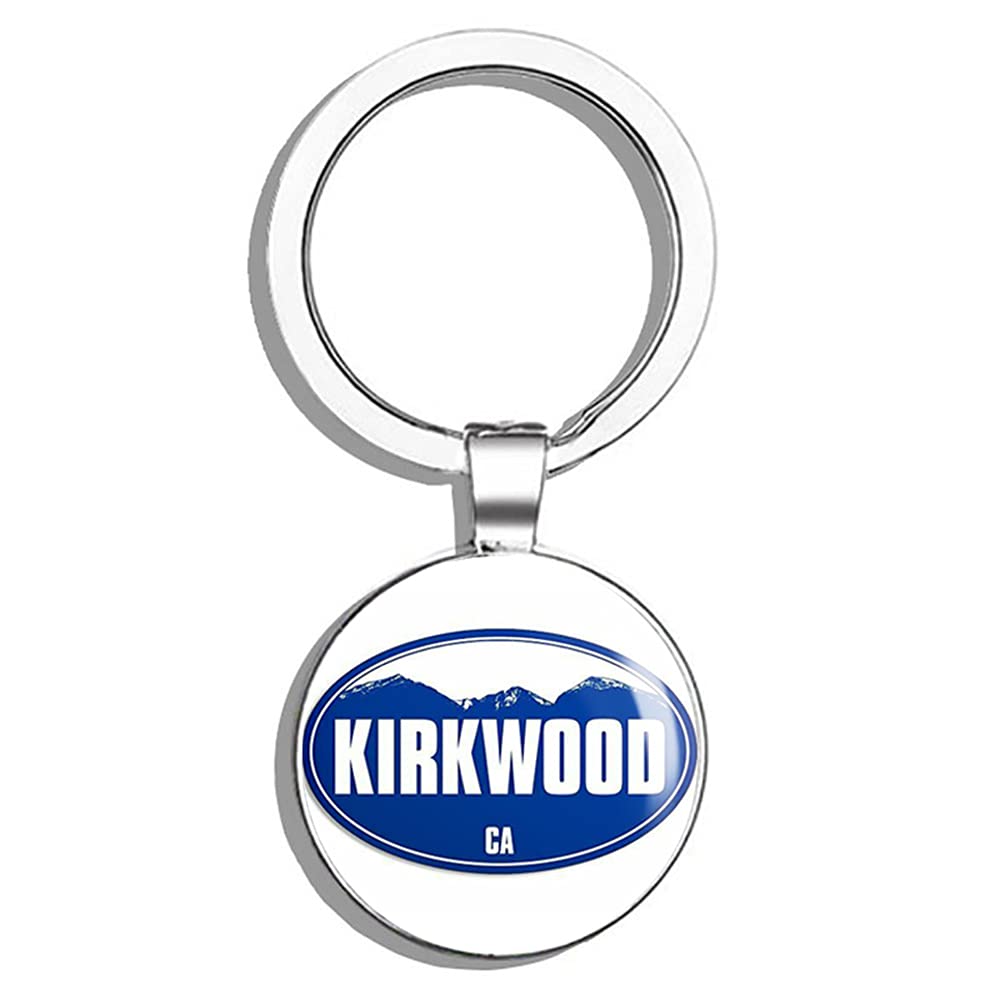 Blue Mountain Oval Kirkwood Ski Resort Double-Sided Stainless Steel Keychain - Durable Key Ring Holder for Car Keys & Key Finder (Perfect for Ski Trips & Winter Sports Enthusiasts)