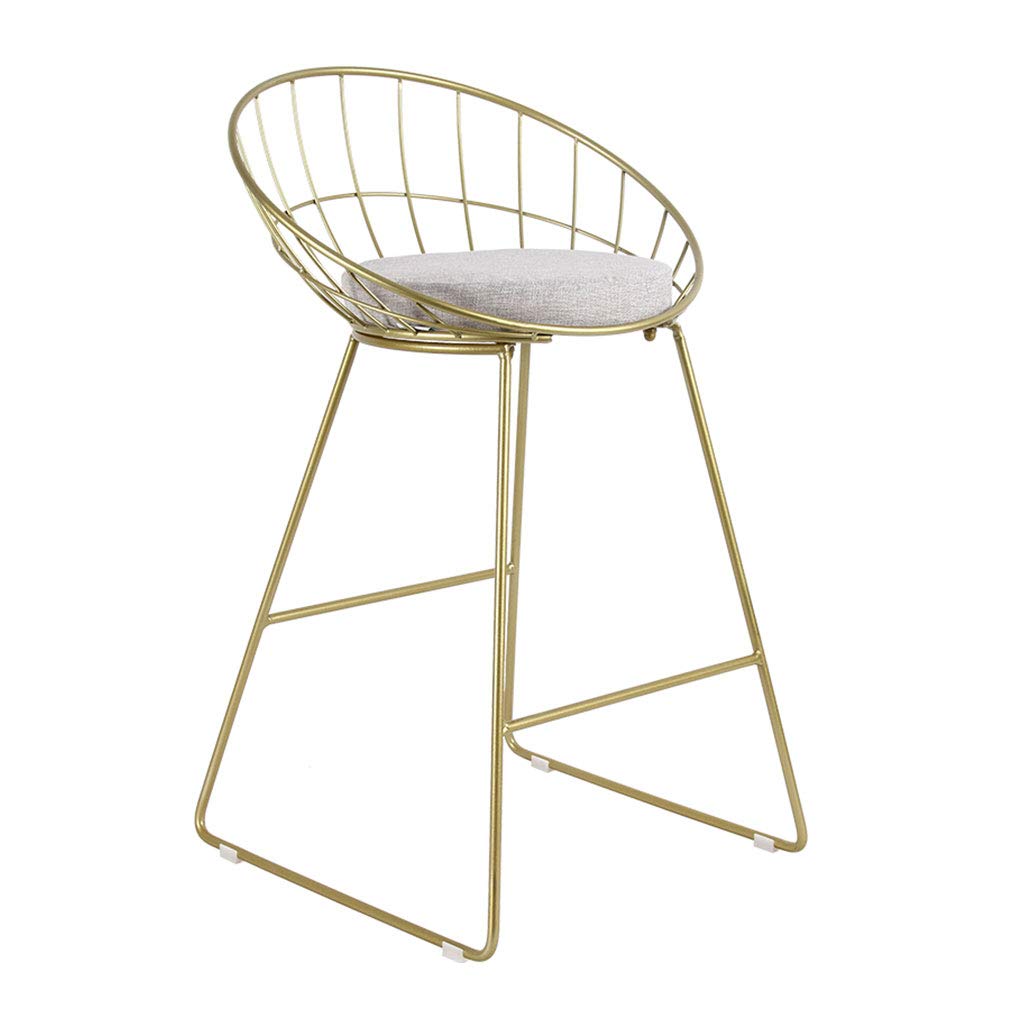 YERT Iron Bar Stool - Creative Wrought Iron Counter Chair with Linen Seat, Adjustable Height (18/26/30 Inches) - Perfect for Kitchen, Cafe, Bar & Home Decor