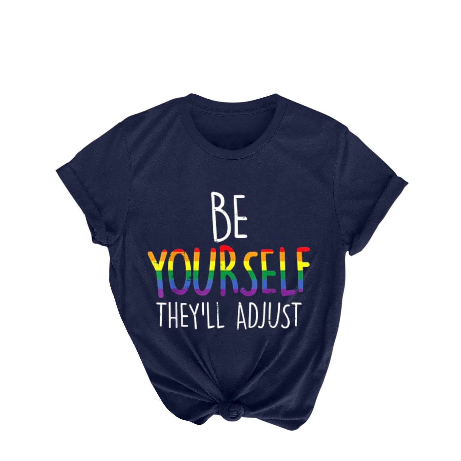Rainbow Pride Shirt for Women - Summer Short Sleeve Crew Neck Casual Blouse | LGBTQ+ Apparel for Pride Month, Festivals & Everyday Wear