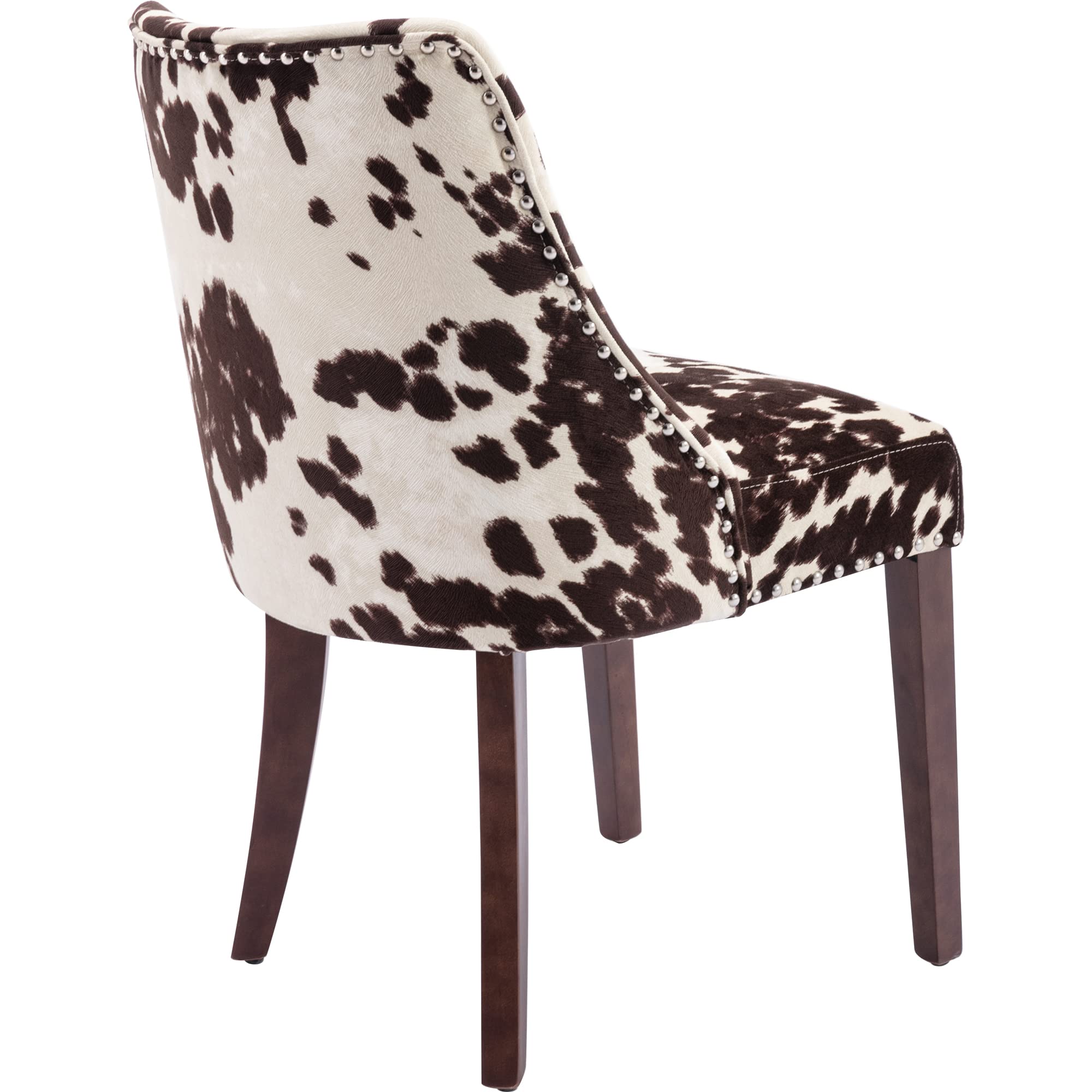 Kmax Fabric Dining Chairs Set of 2 - Upholstered Side Chairs with Wood Legs & Nailhead Trim - Farmhouse Style Accent Chairs for Dining Room, Guest Room, Restaurant - Perfect for Home Decor, Kitchen, and Office Use