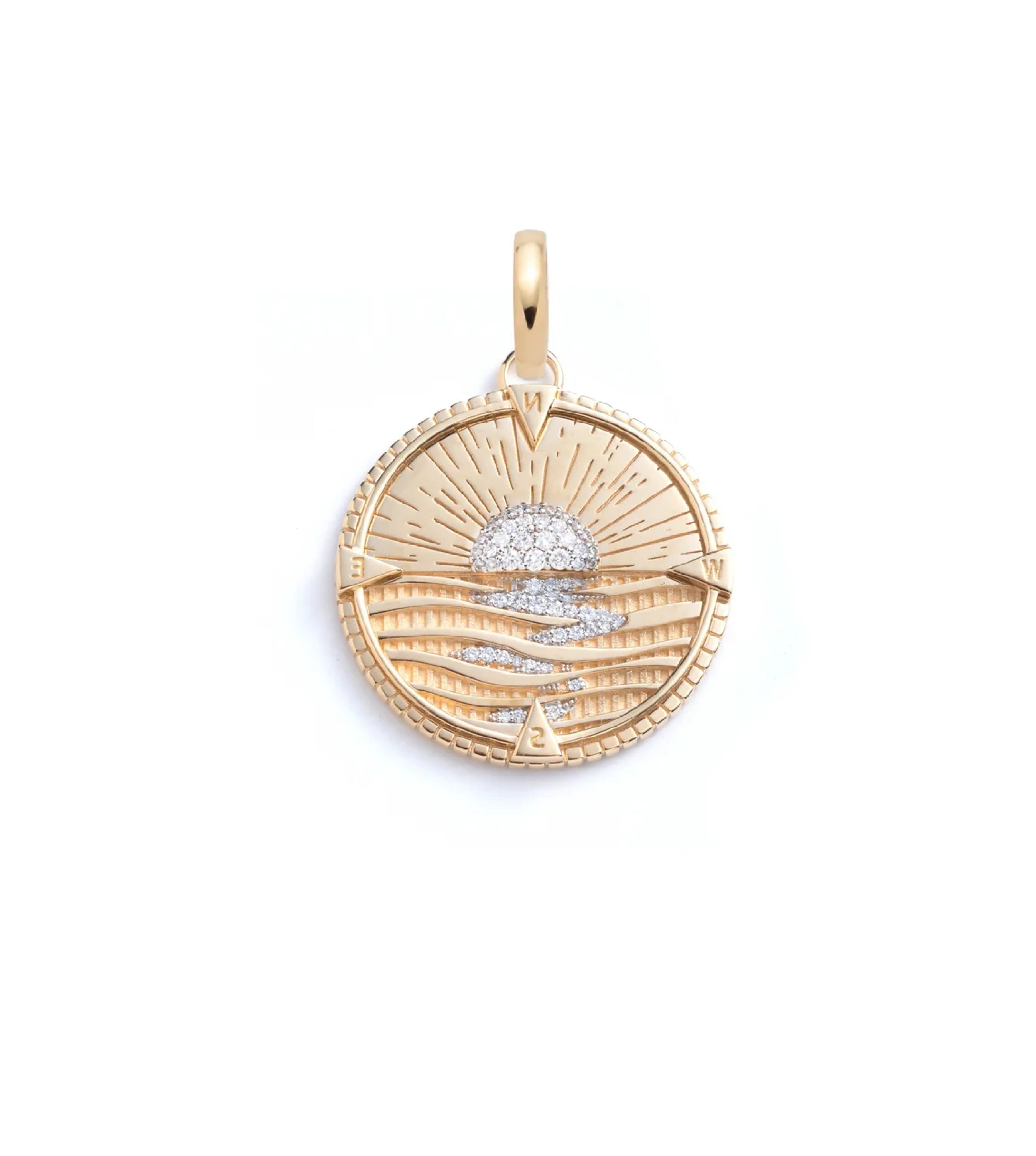 New Beginnings Internal Compass - Large Medallion Necklace with Annex Link Chain | Spiritual Jewelry for Women, Mindful Gift for Graduation & New Life Journey
