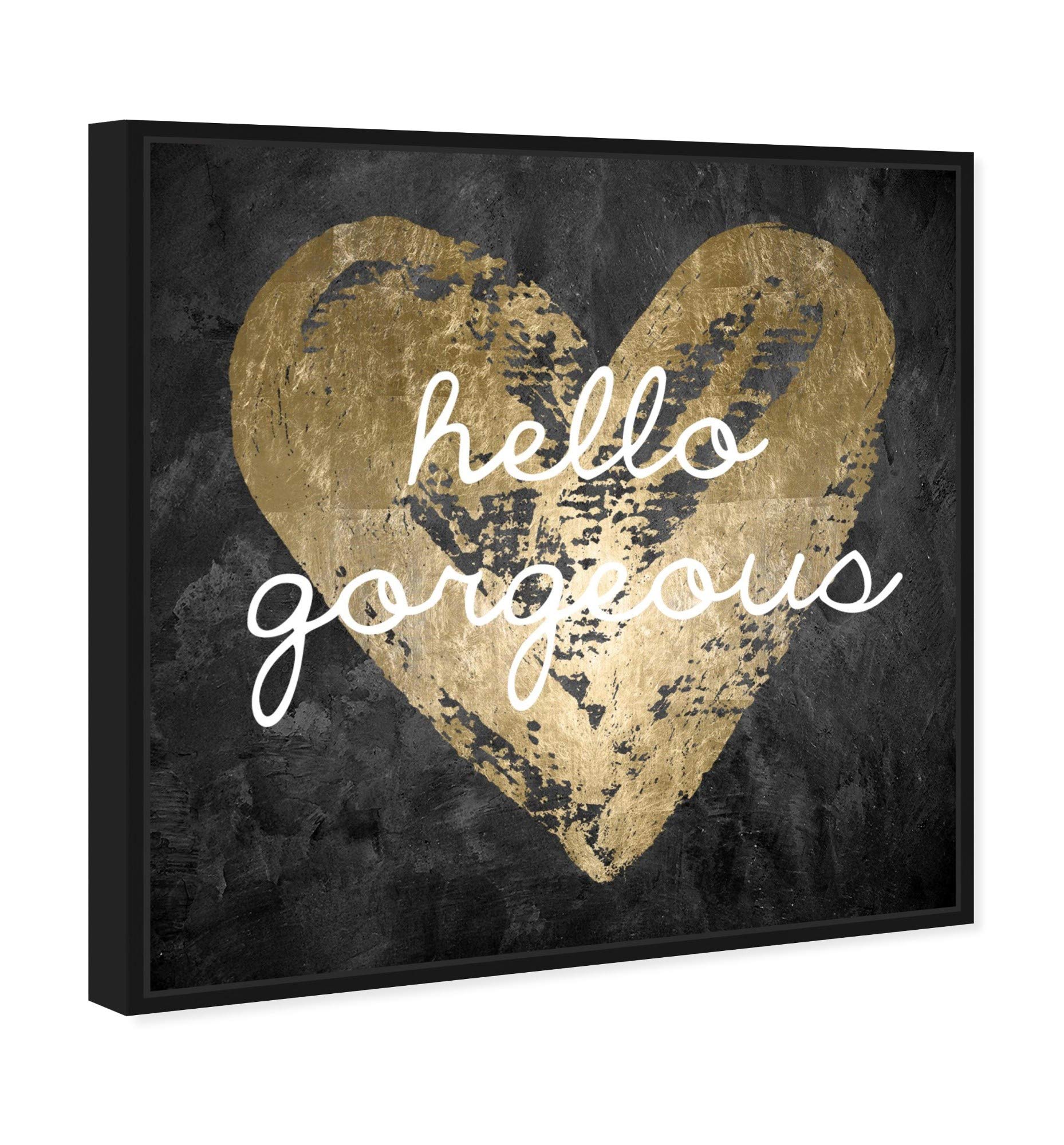 Oliver Gal Artist Co. 'Gorgeous Salute' Typography Framed Wall Art - 12x12 Inch Gold & Black Canvas Print with Inspirational Quotes, Home Decor for Living Room, Bedroom or Office