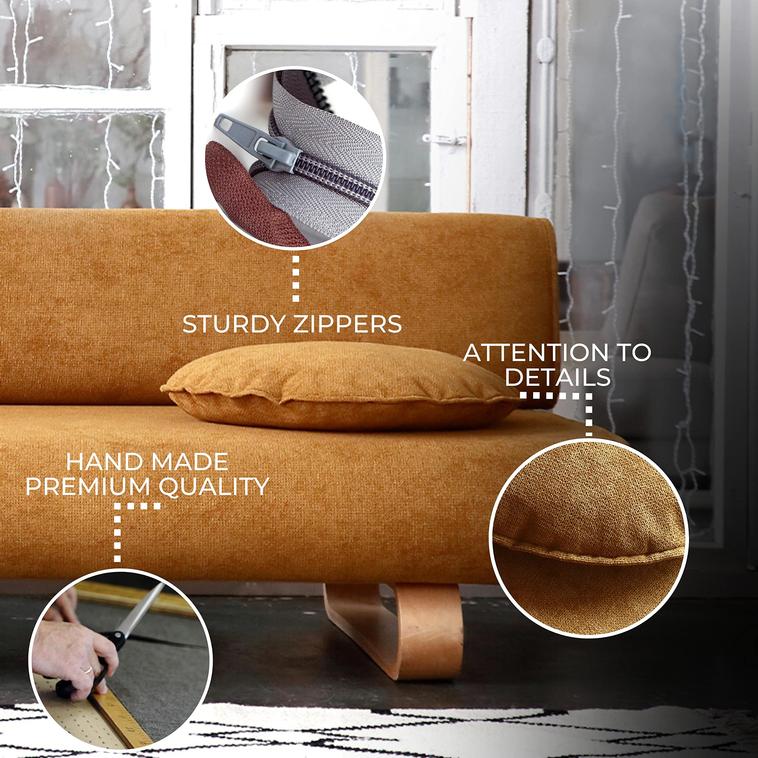 Allerum Sofa Bed Cover - Heavy Duty 4-Piece Replacement Slipcover with Stain & Pet Resistant Nano-Tech Fabric - Easy to Clean & Install - Cashmere Blend Anthracite - Perfect for Living Room, Guest Room & Pet-Friendly Homes