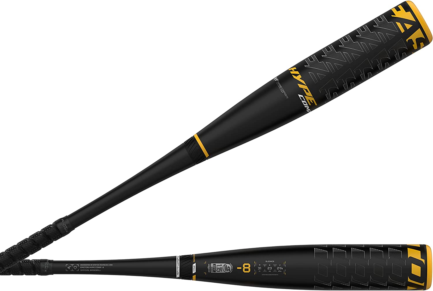 Easton 2023 Hype COMP USSSA Baseball Bat - Black/Yellow Composite | Perfect for Youth & Adult League Games, Tournaments & Training