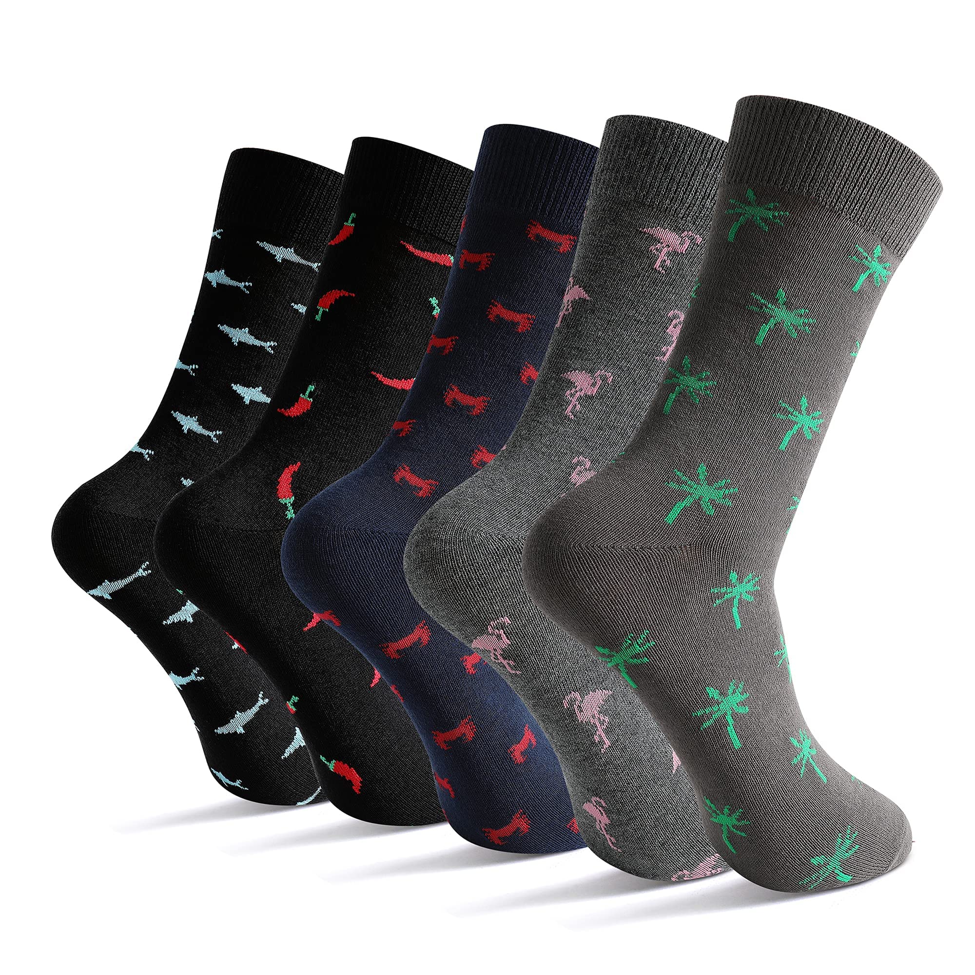 GLENMEARL Men's Dress Socks 10 Pack - Premium Combed Cotton Funny Patterned Socks for Business & Casual Wear - Colorful Novelty Happy Socks for Office, Party & Daily Use
