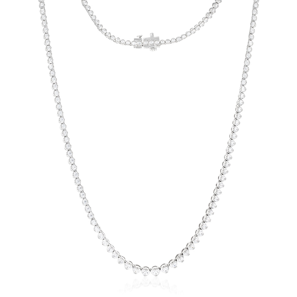 14K White Gold 5 Carat Diamond Pendant Necklace with 139 Round Brilliant Cut Diamonds, 43cm Chain - Perfect for Weddings, Anniversaries & Special Occasions
