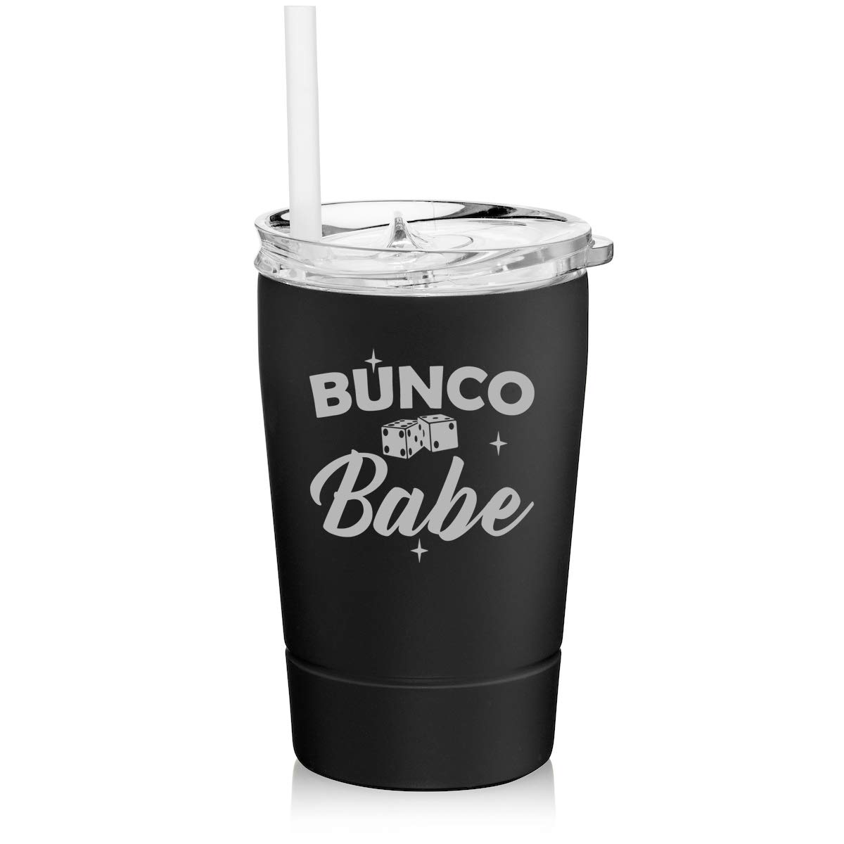 12 oz Stainless Steel Vacuum Insulated Tumbler with Straw - Double Wall Thermal Coffee Travel Mug for Hot & Cold Drinks - Leak Proof & Sweat Proof - Perfect for Office, Gym, Hiking & Car Commute (Black)