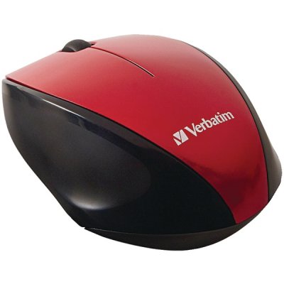 Verbatim 97995 Wireless Optical Mouse with Blue LED - Multi-Trac Technology (Red) - Perfect for Office, Gaming & Travel Use
