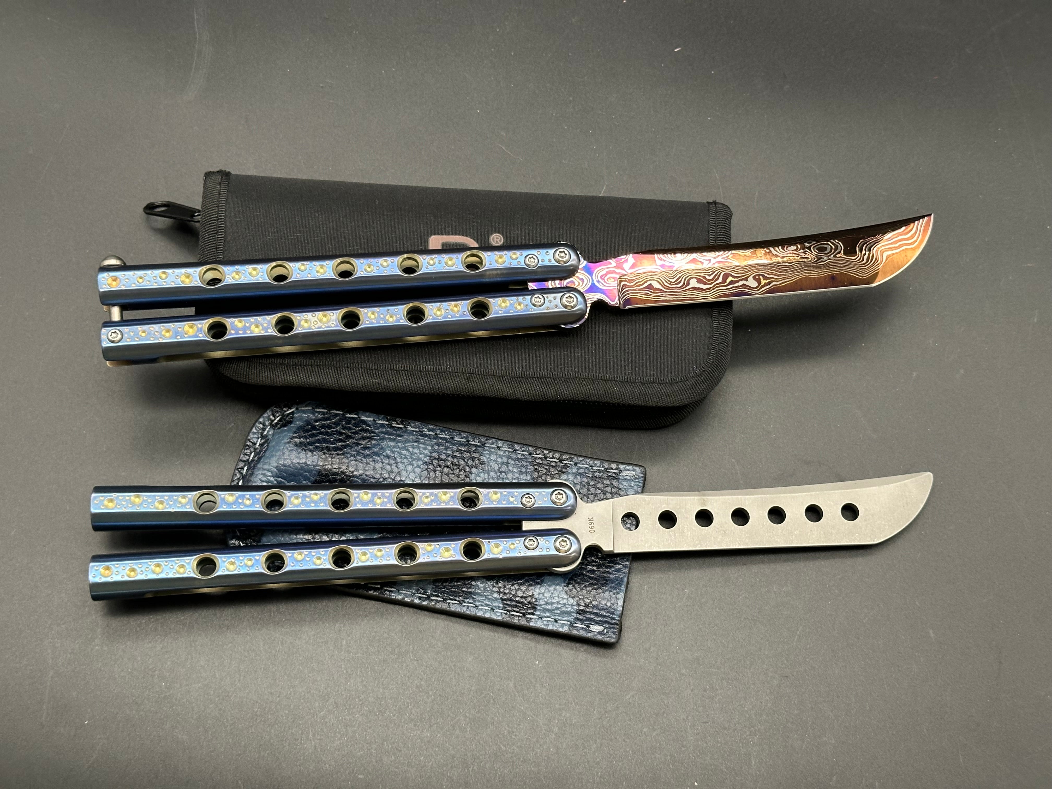 Atropos Knife Devil Purple Moon Balisong Butterfly Knife - Premium Flipper Trainer for EDC, Collection & Knife Tricks Practice