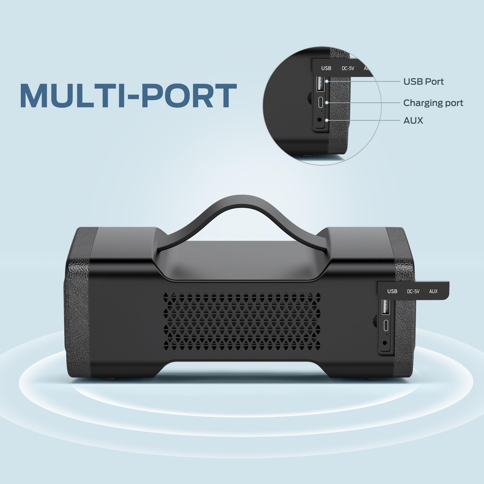 Oraolo 40W Portable Bluetooth Speaker with Stereo Sound, IPX6 Waterproof, USB/AUX Input, Built-in Mic - Perfect for Home Parties, Outdoor Adventures & Travel