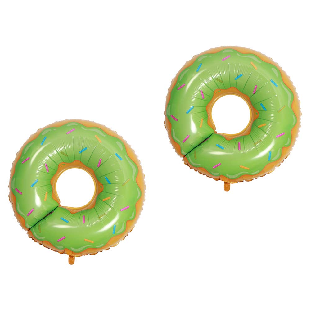 TENDYCOCO 2-Pack Green Doughnut Balloons - Foil Mylar Balloons for Birthday, Wedding, Baby Shower & Party Decorations - Perfect for Indoor & Outdoor Celebrations