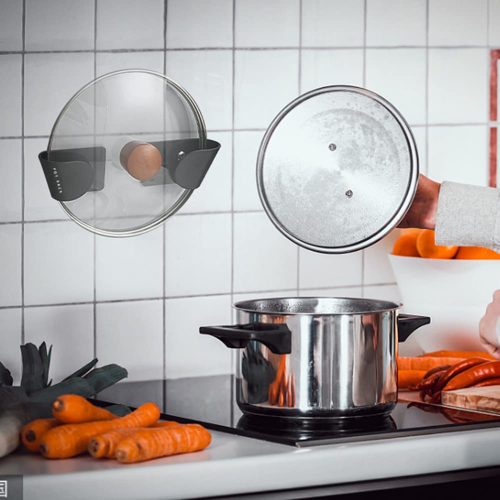 Adjustable Wall Mount Pot Lid Organizer - 1 Pair Space-Saving Kitchen Cabinet Door Hangers for Pots & Pans - Perfect for Small Kitchens & Organized Cooking Spaces