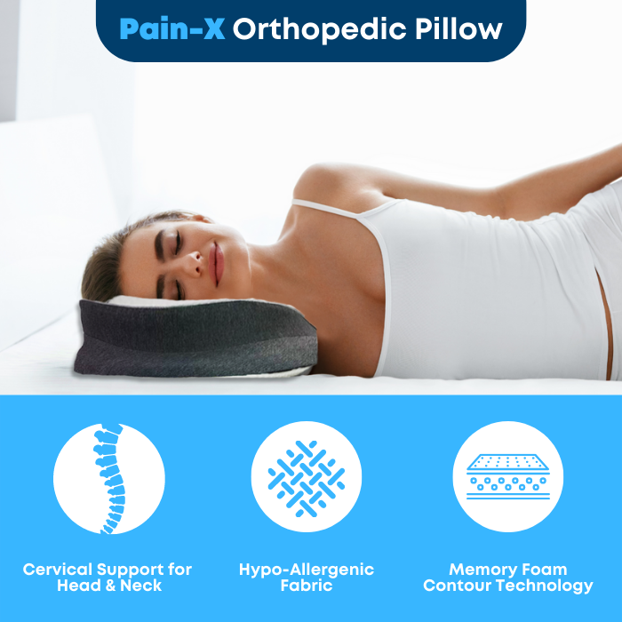PainX Orthopedic Pillow for Neck and Shoulder Pain Relief - Memory Foam Cervical Support Pillow for Side, Back, and Stomach Sleepers - Ideal for Home, Office, and Travel Use