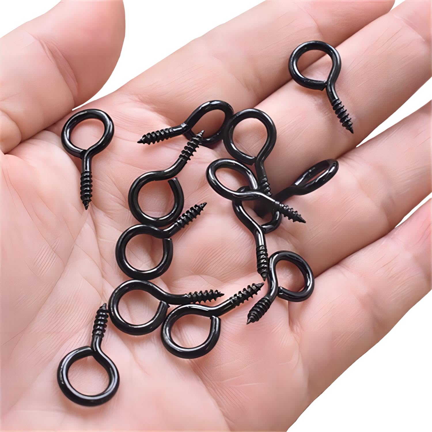 20PCS 25mm Black Screw Eye Hooks - Heavy Duty Eye Bolts for Hanging Hammocks, Swing Chairs, Planters & Home Decor - Indoor & Outdoor Use