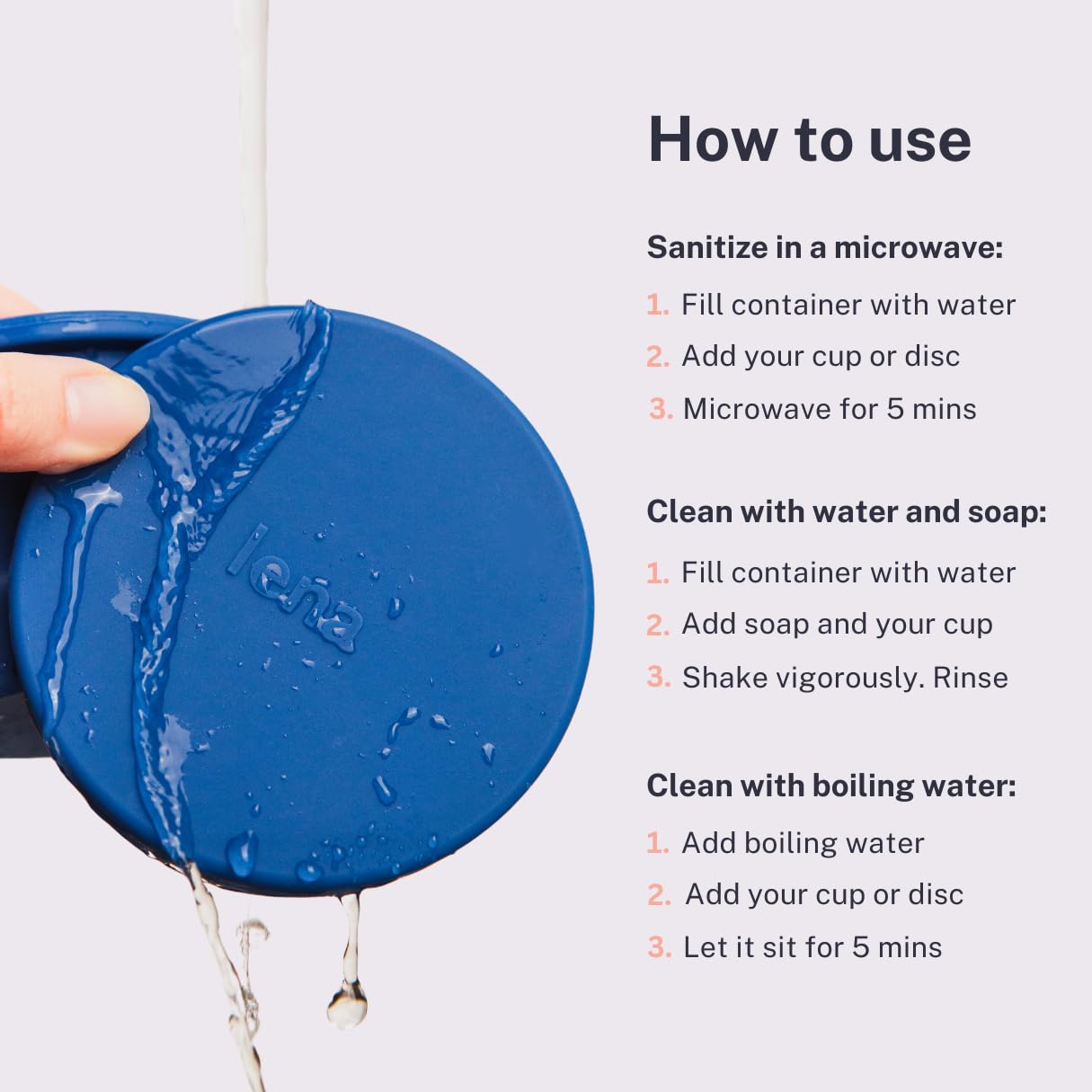 Lena Menstrual Cup Sterilizer Case - Compact & Collapsible Silicone Container for Cleaning Period Cups & Menstrual Discs | Travel, Home, Dorm Use | Feminine Hygiene Essential | Light Blue | Perfect for On-the-Go Women & College Students