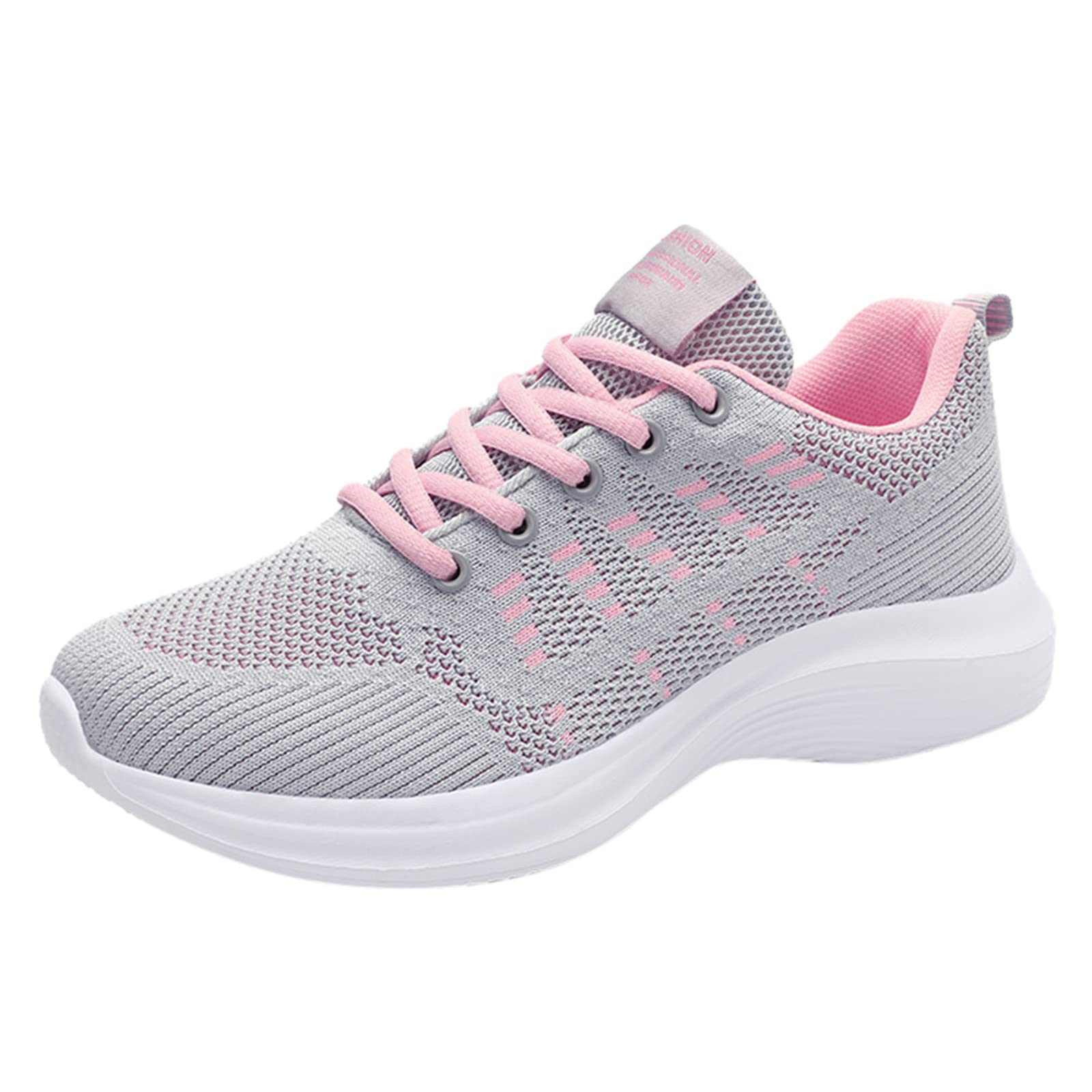 **Breathable Women's Running Sneakers - Lightweight Mesh Outdoor Sports Shoes for Walking, Jogging & Gym Workouts (Grey, Size 6.5-7) | Comfortable Lace-Up Fashion Sneakers for Active Women**