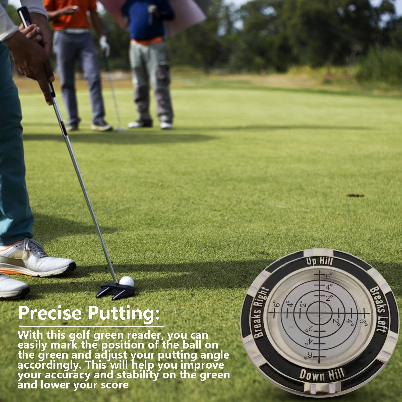 GEUGECY Golf Green Reader & Ball Marker - Professional Golf Green Reading Tool with Clear Markings, Compact & Easy to Use for Accurate Putting on Greens | Perfect for Practice, Tournaments & Improving Your Golf Game