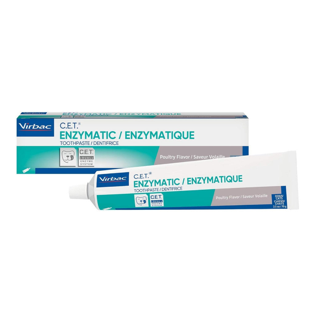 Virbac C.E.T Enzymatic Dog Toothpaste 70g - Beef, Poultry, Malt, Vanilla & Mint Flavors - Dual Enzyme Formula Reduces Plaque & Freshens Breath - Ideal for Daily Oral Care & Dental Hygiene for Dogs
