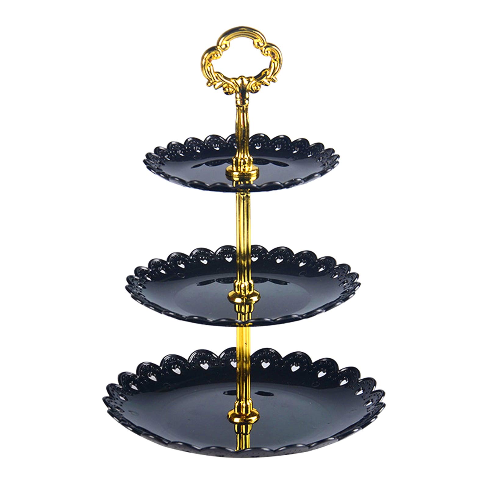 3-Tier Black Cake Stand for Desserts, Fruits, Snacks & Candy - Elegant Serving Tray for Weddings, Afternoon Tea, Parties & Home Decor