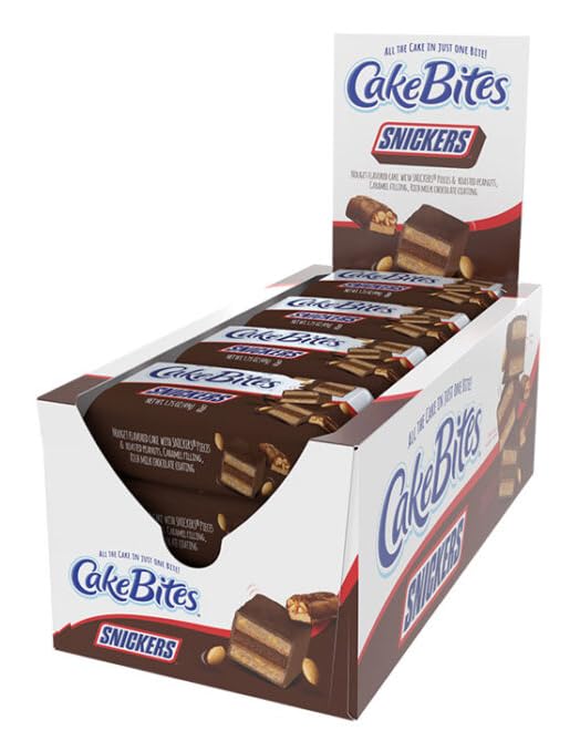 Original Cakebites by Cookies United - Bite-Sized Licensed Snacks (12 Count, Snickers Flavor) | Perfect for On-the-Go Snacking, Lunchboxes & Office Treats