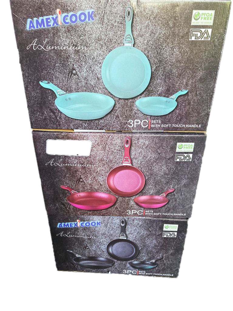 3-Piece Nonstick Marble Coated Frying Pan Set - Durable Aluminum Cookware for Sauteing, Frying & Cooking - Perfect for Home Kitchen, Restaurant & Camping Use