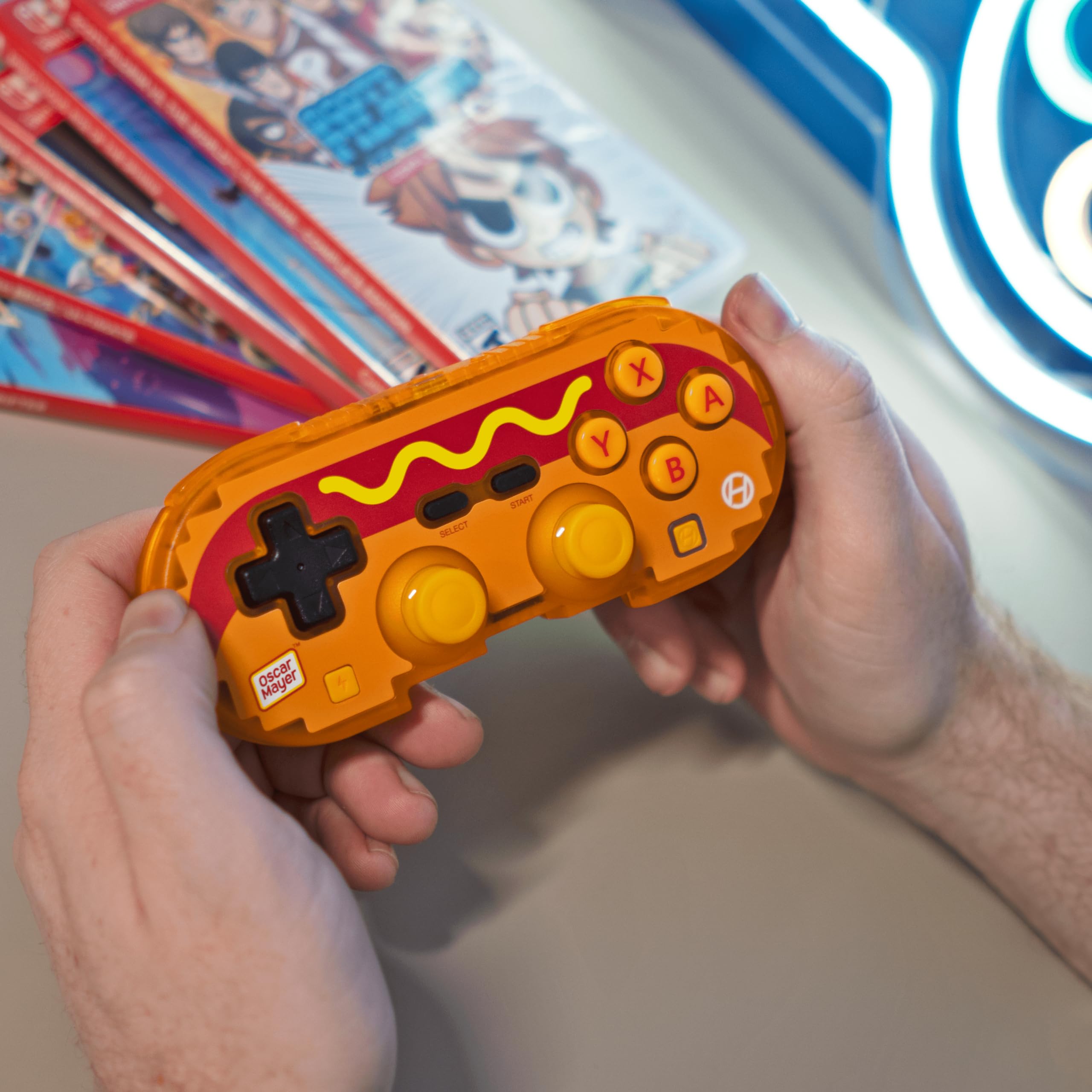 Hyperkin Limited Edition Pixel Art Bluetooth Controller - Officially Licensed Oscar Mayer Hot Dog Edition for Nintendo Switch, PC, Mac, Android & iOS - Retro Gaming Accessory for Parties & Collectors