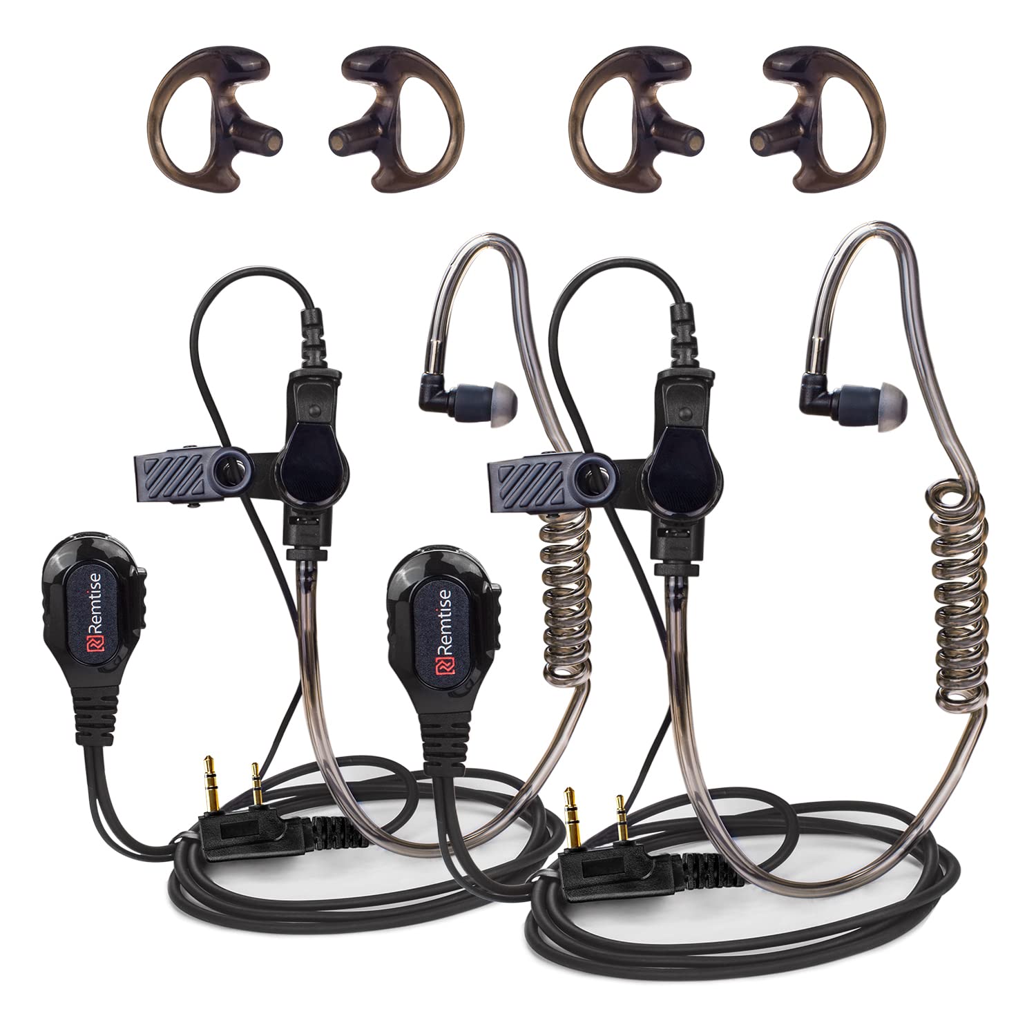 Covert Acoustic Tube Earpiece with Microphone for Baofeng UV-5R Walkie Talkies - Surveillance Headset with PTT Button Compatible with Baofeng, Kenwood, Puxing, Wouxun 2-Way Radios (2 Pack, Black) - Ideal for Security, Surveillance, and Professional Communication