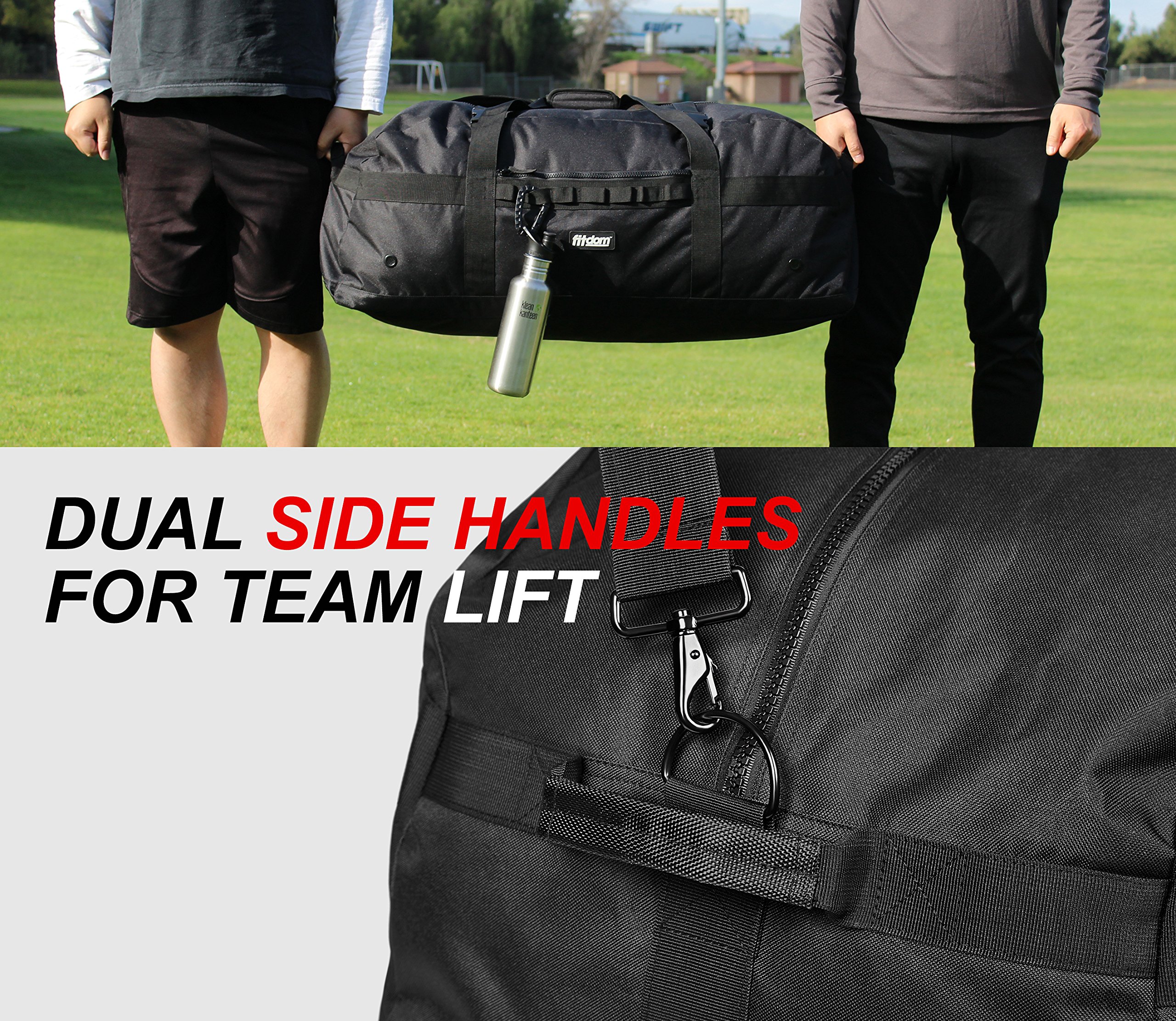 Fitdom Heavy Duty Extra Large Sports Gym Equipment Travel Duffel Bag with Adjustable Shoulder & Compression Straps - Perfect for Team Coaches, Soccer, Baseball, Basketball, Hockey, Football - Ideal for Gym, Travel, and Sports Gear Storage