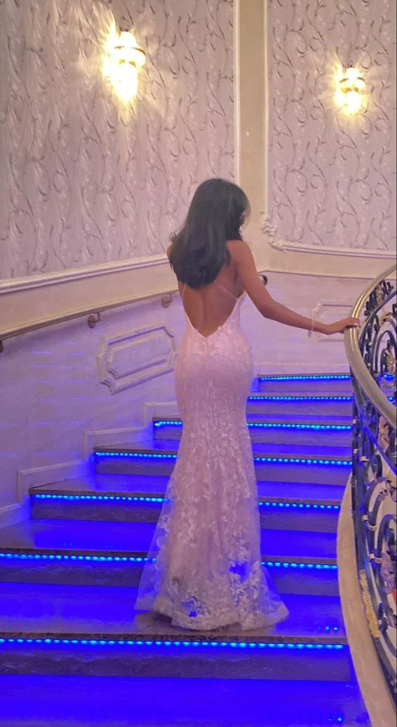 Elegant Mermaid Pink Tulle Lace Long Prom Dress with Appliques - Backless Evening Gown for Formal Parties, Homecoming, Quinceañera & Special Occasions