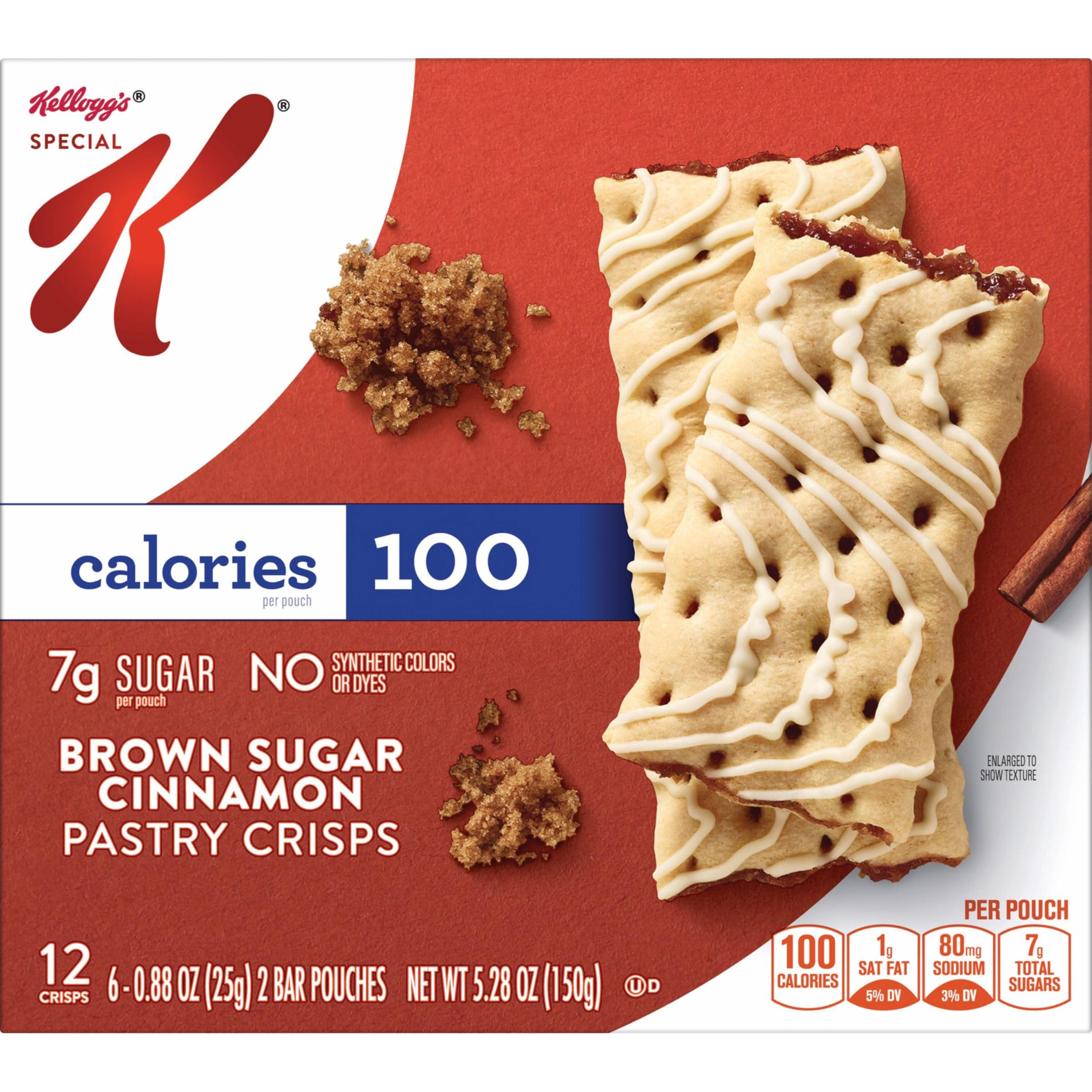 Special K Bar Pastry Crisps - 100 Calorie Snack Bars, Brown Sugar Cinnamon Flavor, 5.28oz Box (12 Count) | Healthy Breakfast On-The-Go, Office Snacks & Kids Lunchbox Treats