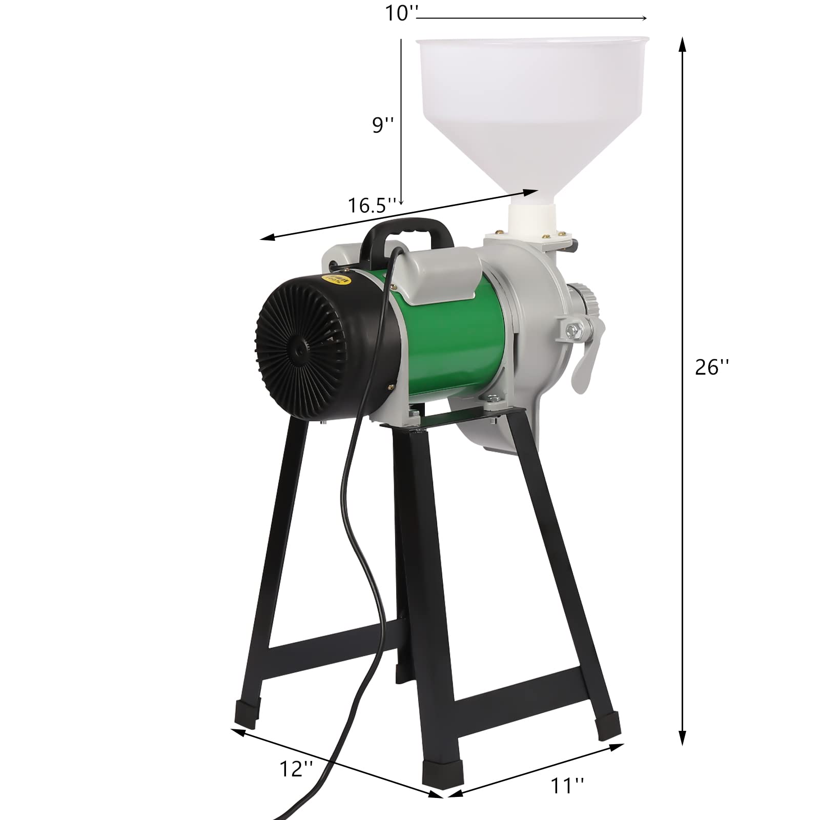 2200W Electric Grain Mill Grinder - Commercial Grade Corn, Wheat & Soybean Grinder for Flour, Feed & Soy Milk - Wet/Dry Grinding Machine with Funnel - Perfect for Home Baking, DIY & Farm Use