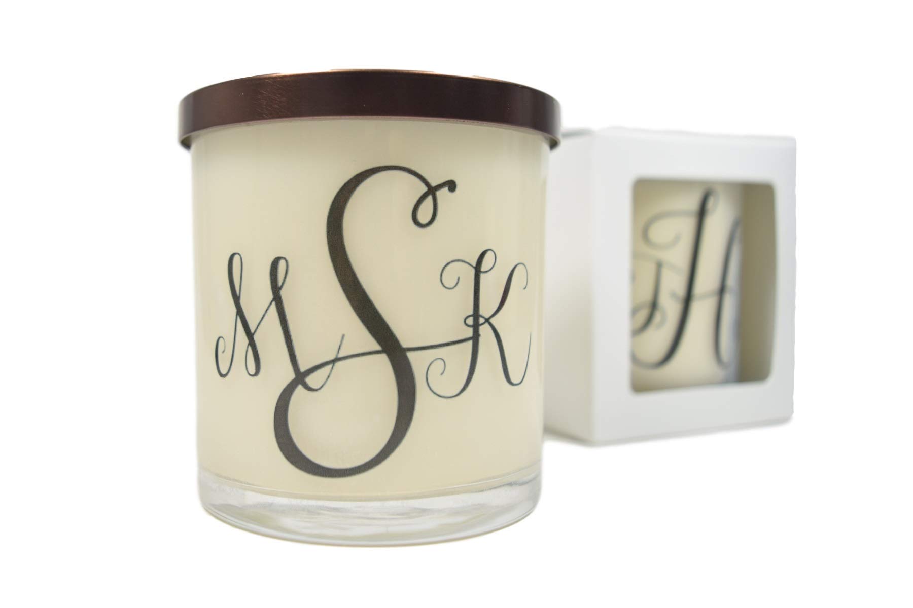 Personalized Monogram Soy Candle - 12oz Natural Scented Handmade Candle in Glass Jar, Custom Initial Gift for Home Decor, Wedding Favors & Relaxation Aromatherapy