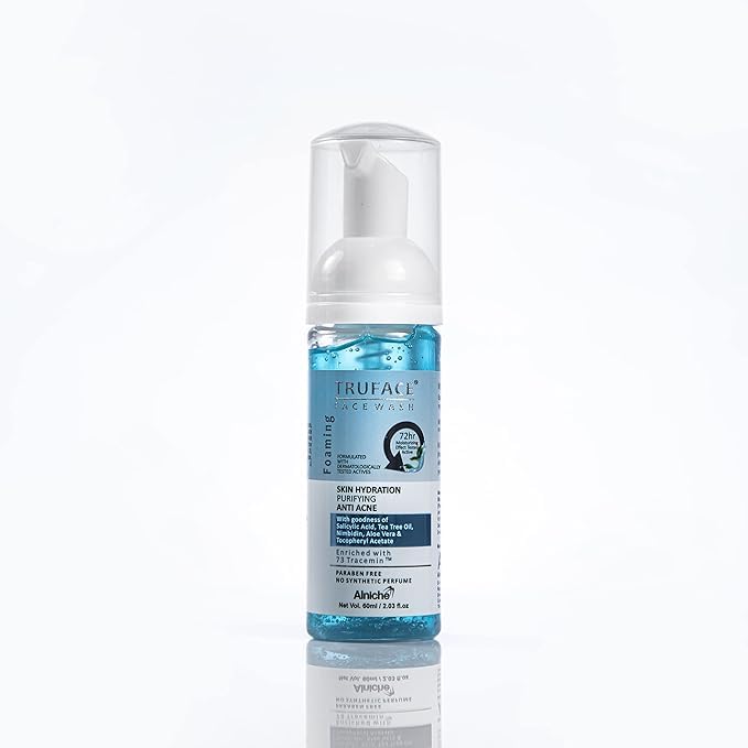 Alniche TRUFACE Hydration-Purify Face Wash 60ml - Anti-Acne Cleanser for Oily, Dry & Sensitive Skin | Deep Cleansing & Hydrating Formula | Perfect for Daily Skincare Routine & Travel