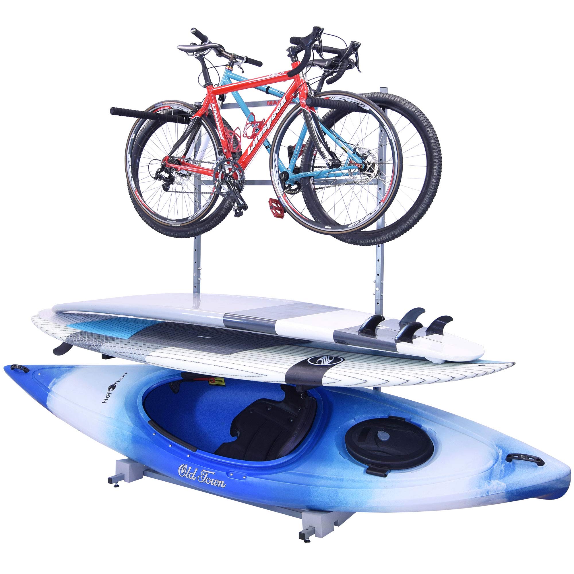 Malone 3 Bike + 2 SUP + 1 Kayak Free Standing Storage Rack - Heavy Duty Outdoor Gear Organizer for Bicycles, Paddle Boards & Kayaks - Perfect for Garage, Backyard or Shed Storage