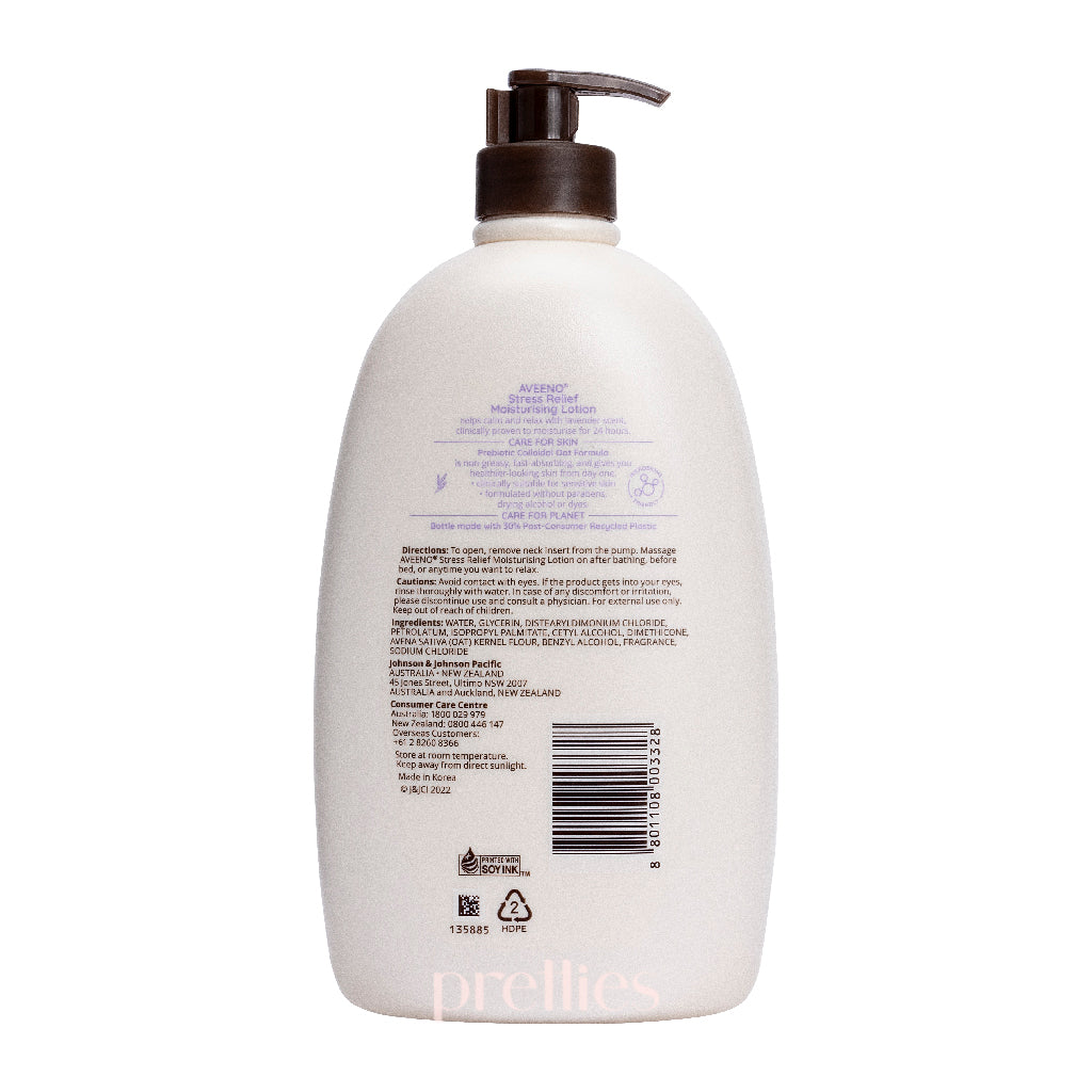 Aveeno Stress Relief Moisturizing Lotion with Lavender - 33.8 fl oz (1L) for Dry Skin | Soothing Body Moisturizer for Relaxation & Sleep | Nighttime & Aromatherapy Use